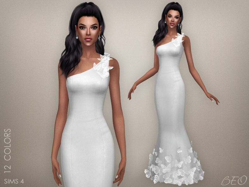 Butterflies - wedding dress for The Sims 4 by BEO (1)
