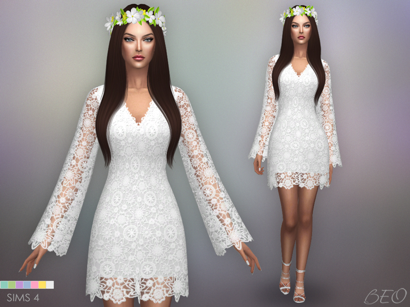 Bohemian wedding dress for The Sims 4 by BEO (3)